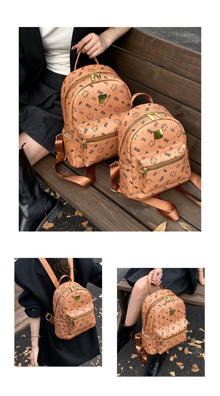 Women's PU Leather Monogram Mini Backpack detail 7