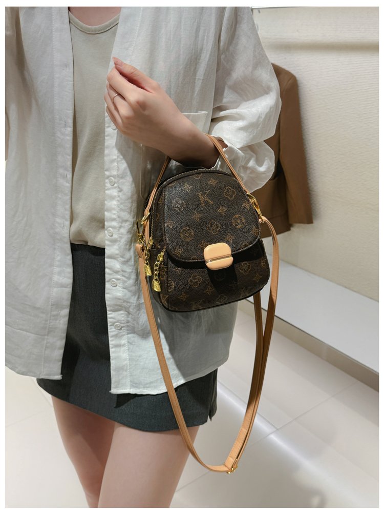 Women's PU Leather Monogram Mini Backpack detail 9