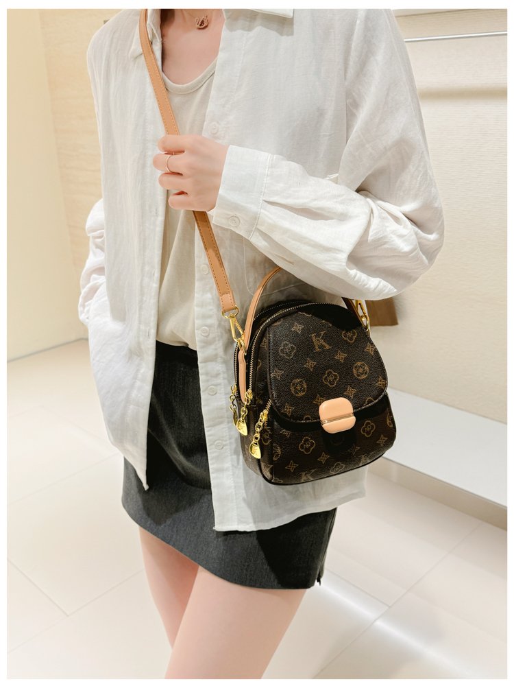 Women's PU Leather Monogram Mini Backpack detail 10