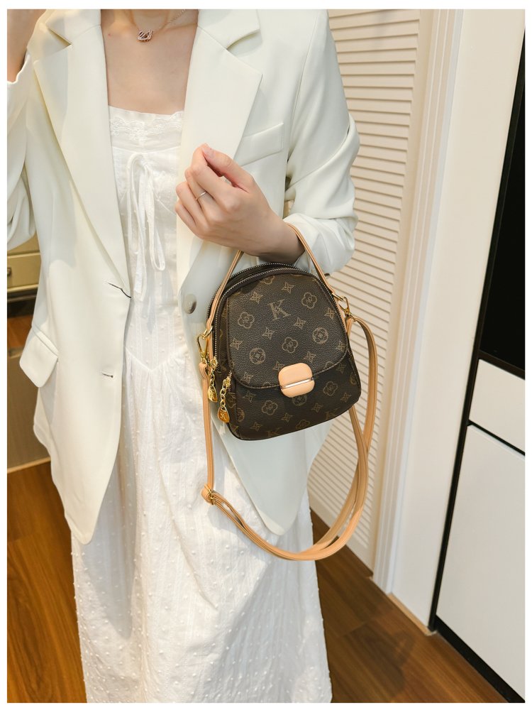 Women's PU Leather Monogram Mini Backpack detail 13