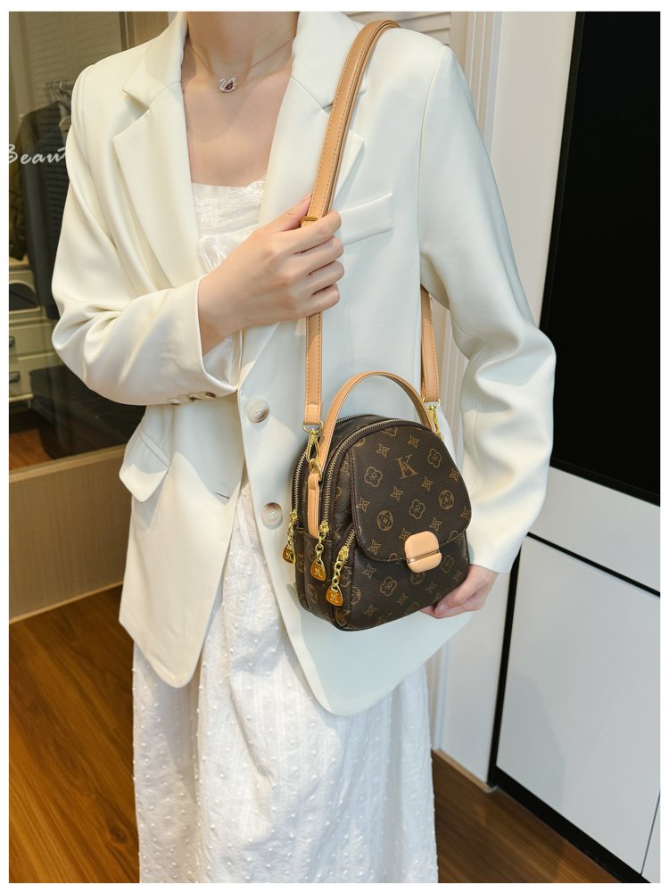 Women's PU Leather Monogram Mini Backpack detail 14