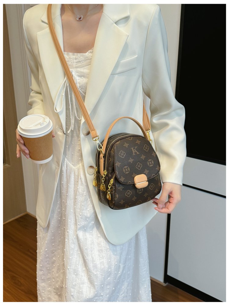 Women's PU Leather Monogram Mini Backpack detail 17