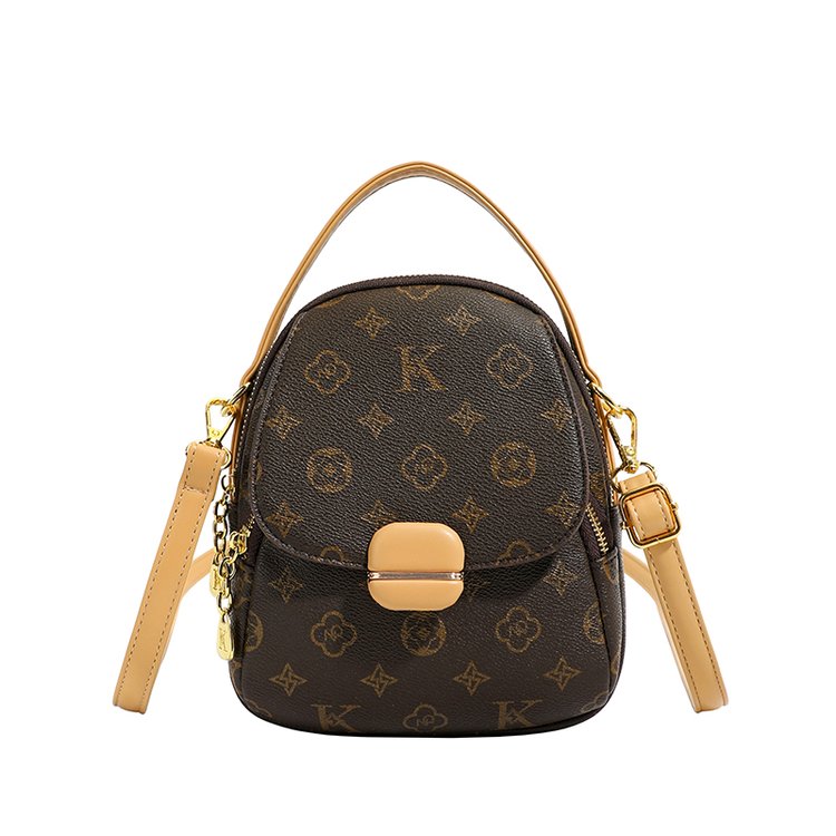 Women's PU Leather Monogram Mini Backpack view 3