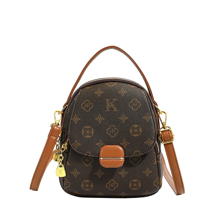 Women's PU Leather Monogram Mini Backpack view 1