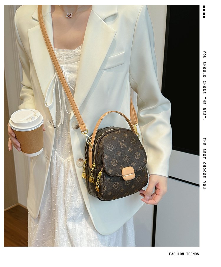 Women's PU Leather Monogram Mini Backpack detail 4
