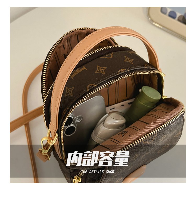 Women's PU Leather Monogram Mini Backpack detail 5