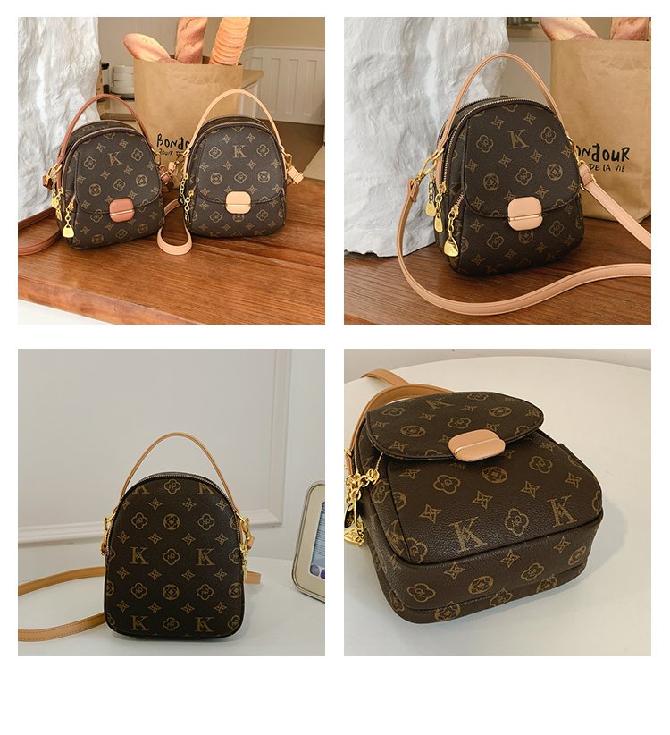 Women's PU Leather Monogram Mini Backpack detail 7