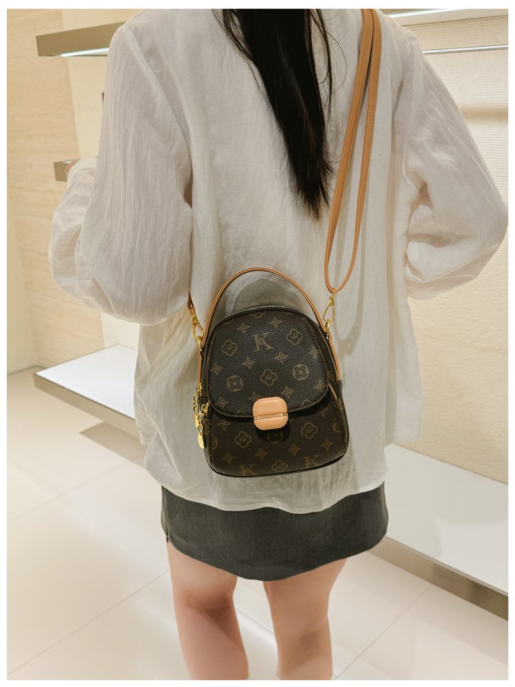 Women's PU Leather Monogram Mini Backpack detail 8