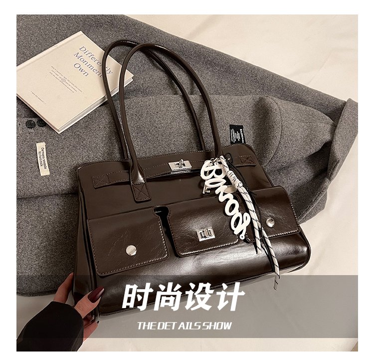 Women's PU Leather Monogram Satchel Shoulder Bag detail 11