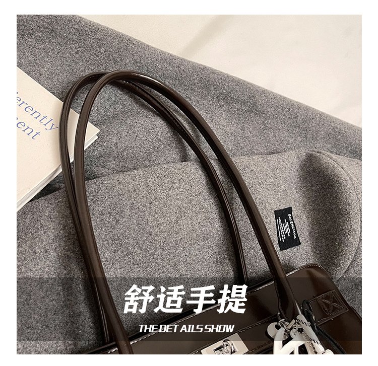 Women's PU Leather Monogram Satchel Shoulder Bag detail 12