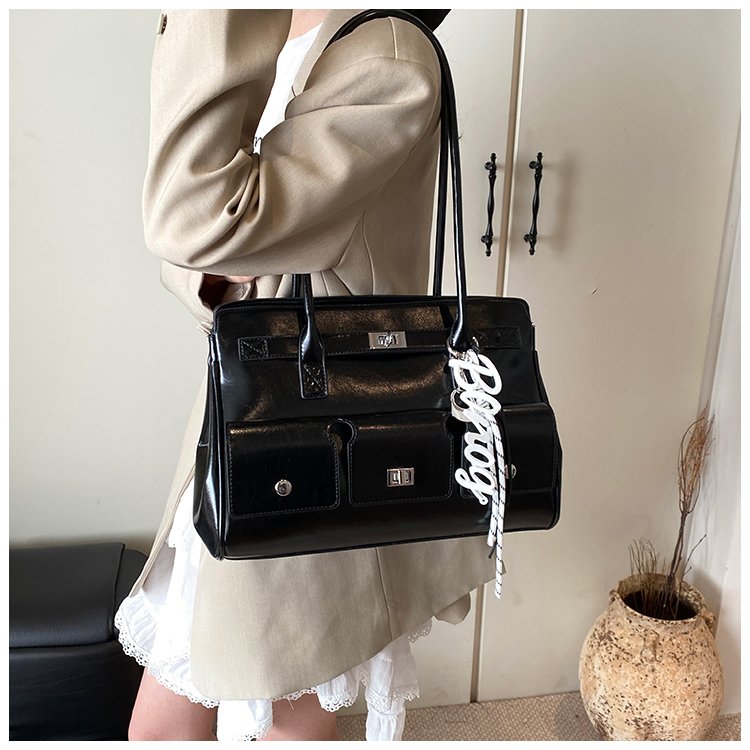 Women's PU Leather Monogram Satchel Shoulder Bag detail 13