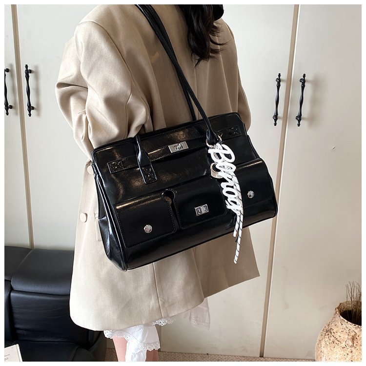 Women's PU Leather Monogram Satchel Shoulder Bag detail 16