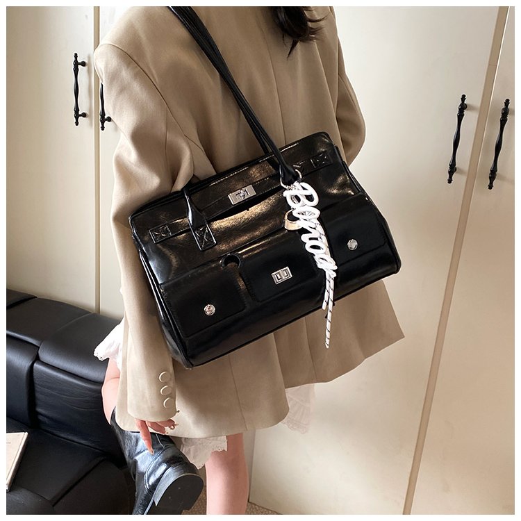 Women's PU Leather Monogram Satchel Shoulder Bag detail 18