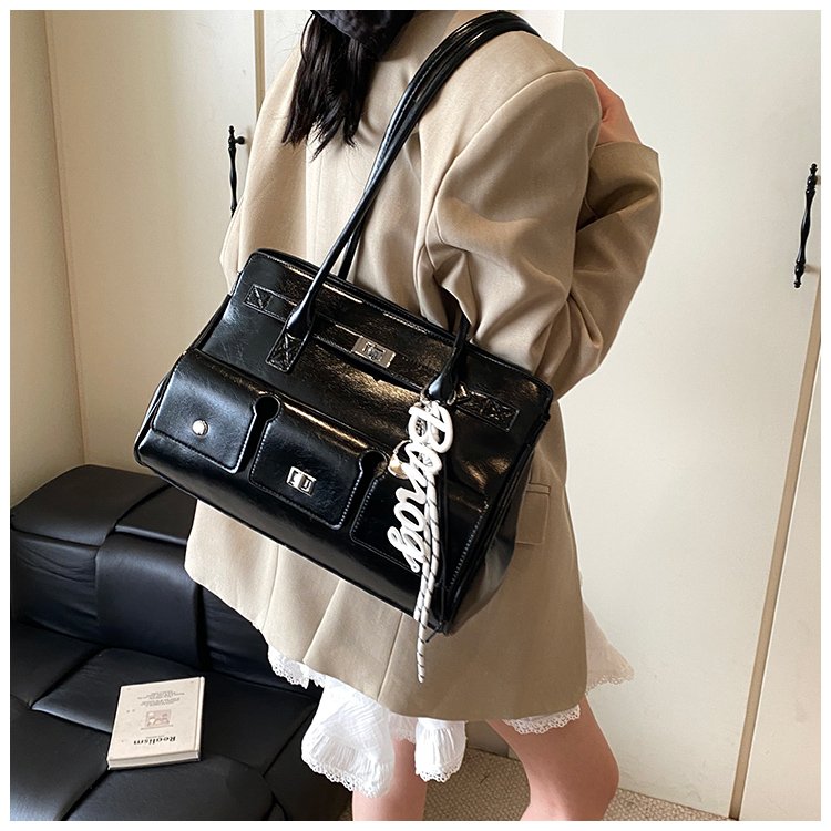 Women's PU Leather Monogram Satchel Shoulder Bag detail 23