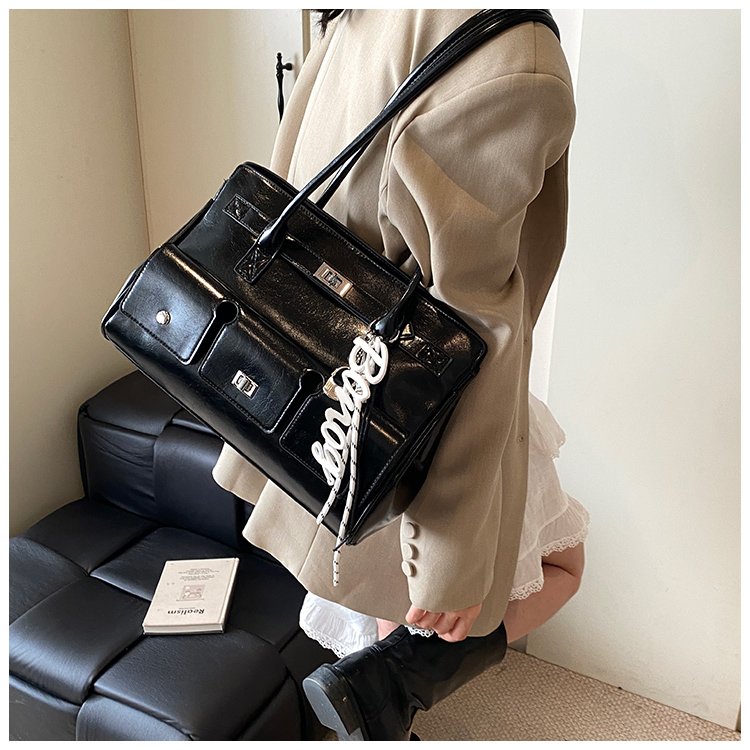 Women's PU Leather Monogram Satchel Shoulder Bag detail 26