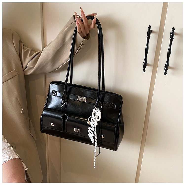 Women's PU Leather Monogram Satchel Shoulder Bag detail 27
