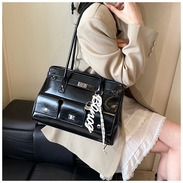 Women's PU Leather Monogram Satchel Shoulder Bag detail 32