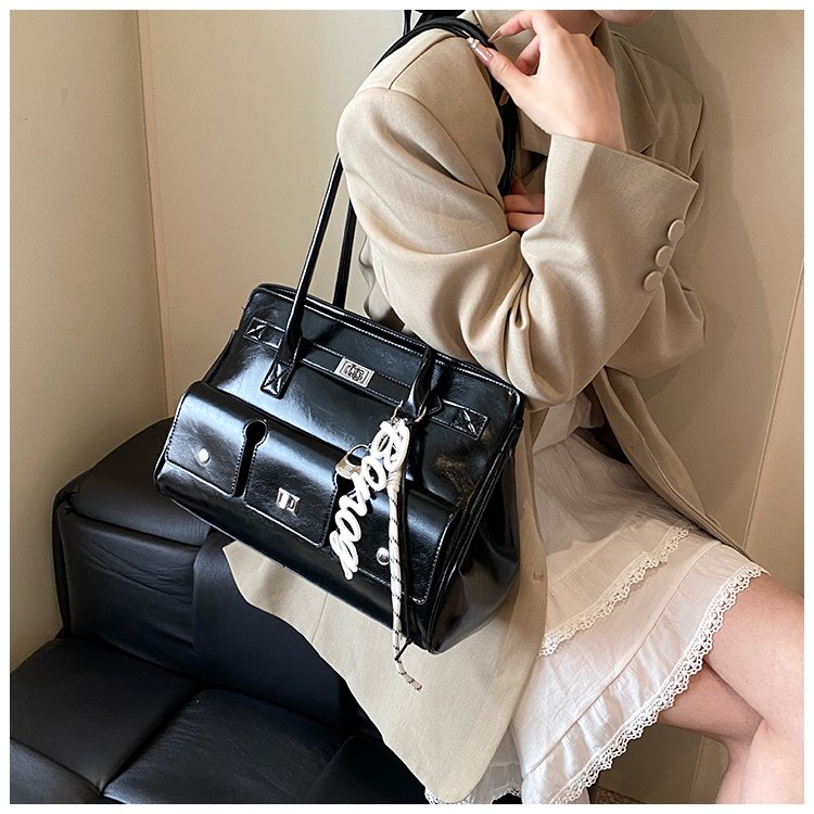 Women's PU Leather Monogram Satchel Shoulder Bag detail 33