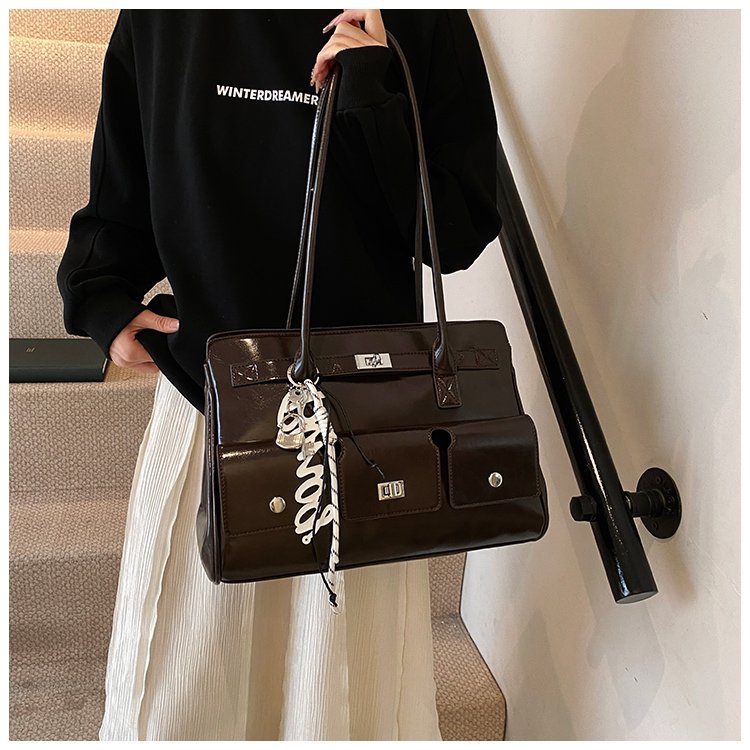 Women's PU Leather Monogram Satchel Shoulder Bag detail 37