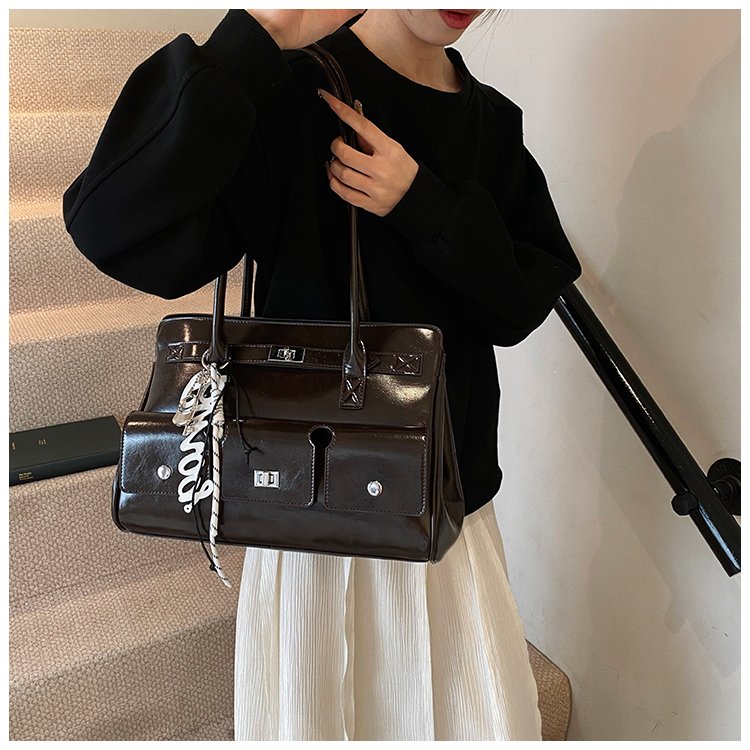Women's PU Leather Monogram Satchel Shoulder Bag detail 39