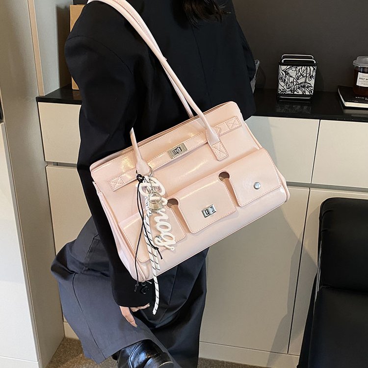 Women's PU Leather Monogram Satchel Shoulder Bag view 5