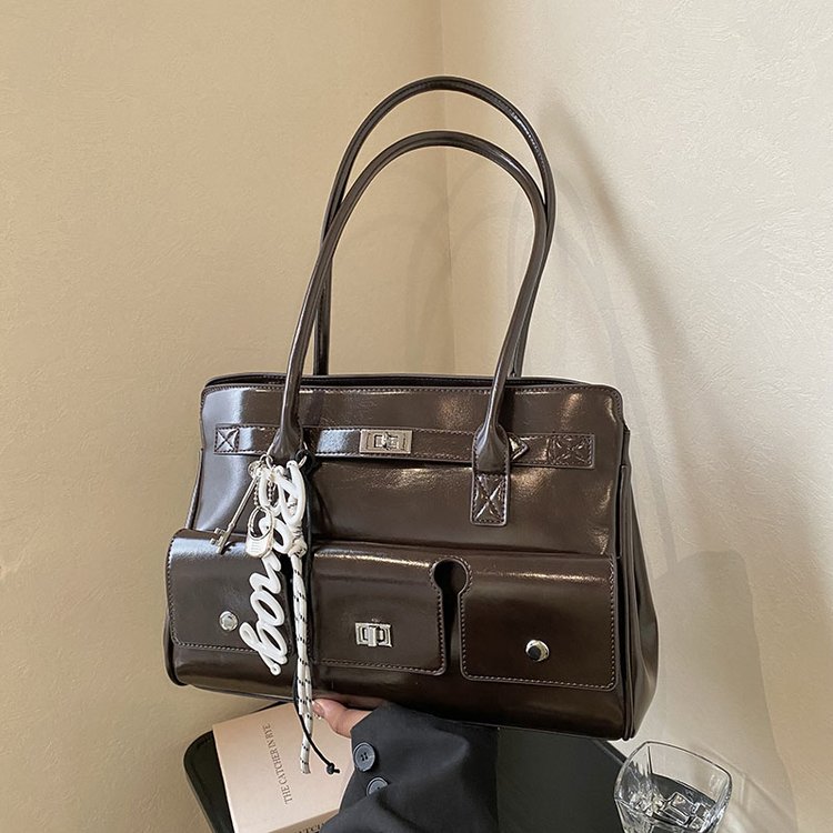 Women's PU Leather Monogram Satchel Shoulder Bag view 1