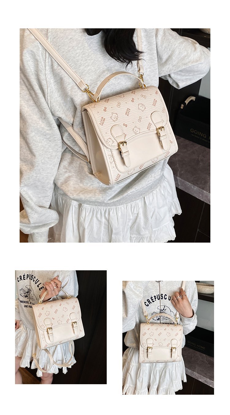 Women's PU Leather Monogram Top Handle Backpack detail 9