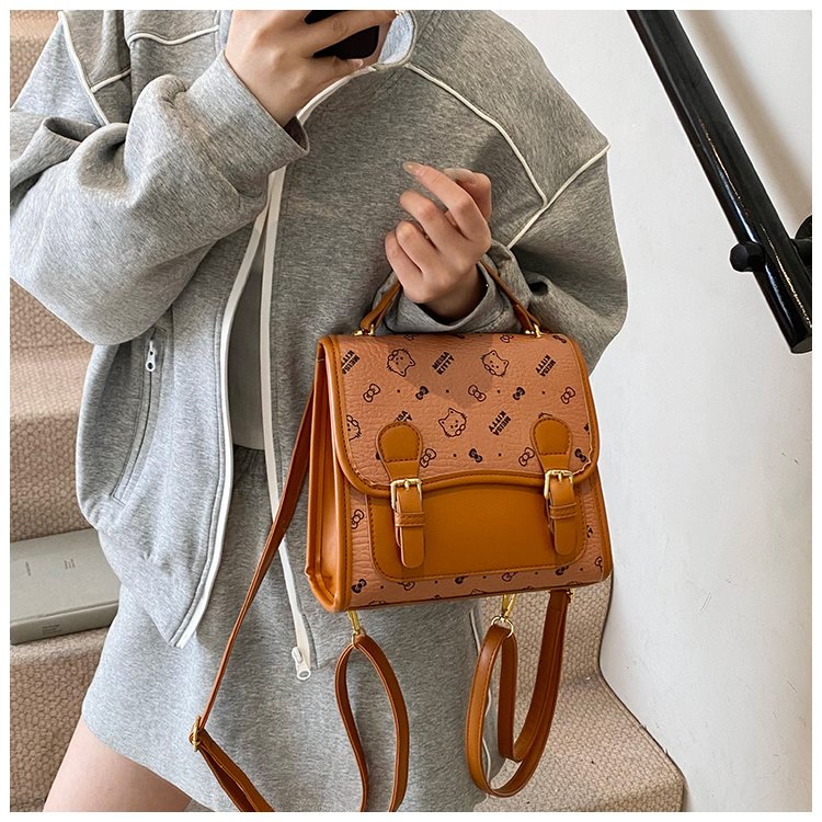 Women's PU Leather Monogram Top Handle Backpack detail 19
