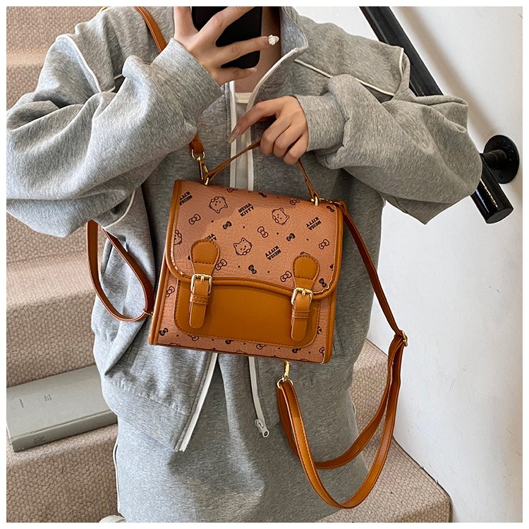 Women's PU Leather Monogram Top Handle Backpack detail 23