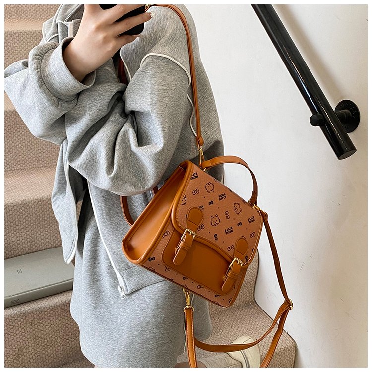 Women's PU Leather Monogram Top Handle Backpack detail 24