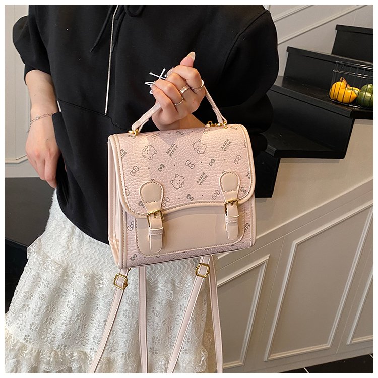 Women's PU Leather Monogram Top Handle Backpack detail 25