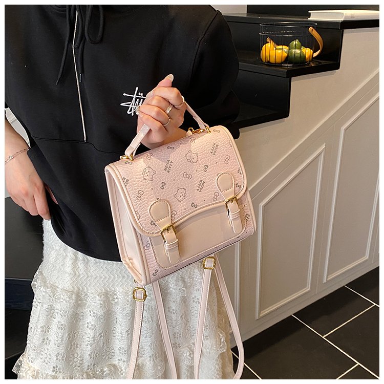 Women's PU Leather Monogram Top Handle Backpack detail 26