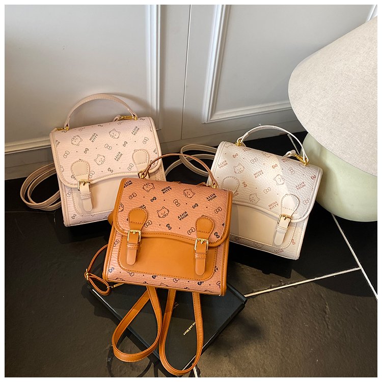 Women's PU Leather Monogram Top Handle Backpack detail 2