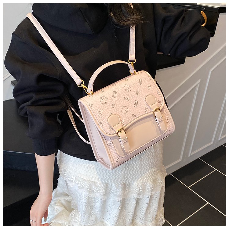 Women's PU Leather Monogram Top Handle Backpack detail 38