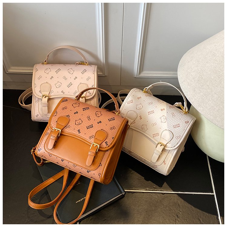 Women's PU Leather Monogram Top Handle Backpack detail 3