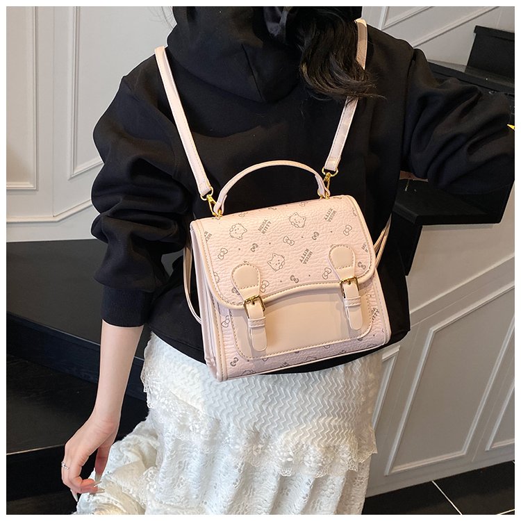 Women's PU Leather Monogram Top Handle Backpack detail 39