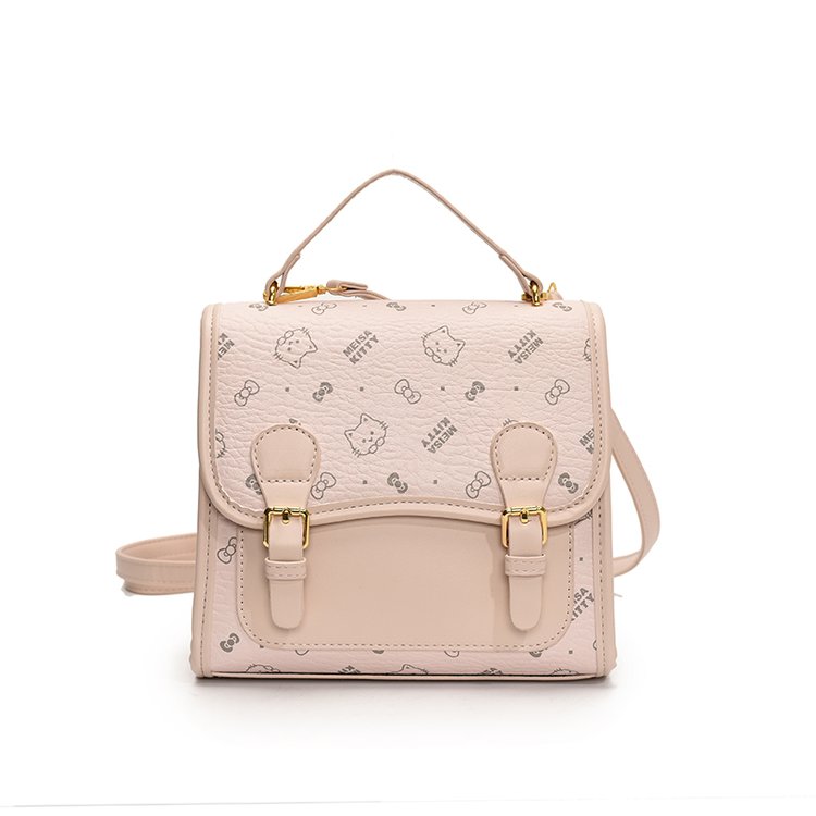 Women's PU Leather Monogram Top Handle Backpack view 4