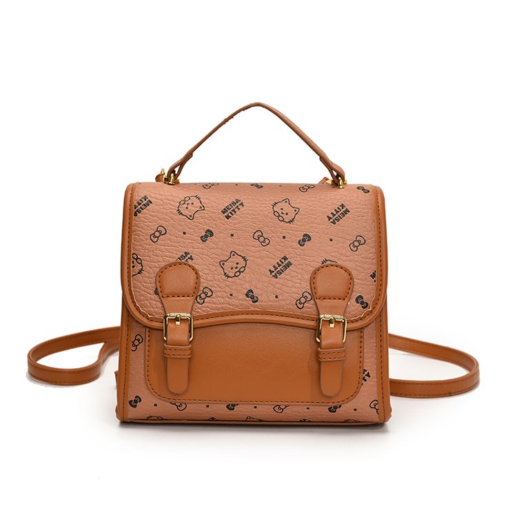 Women's PU Leather Monogram Top Handle Backpack view 1