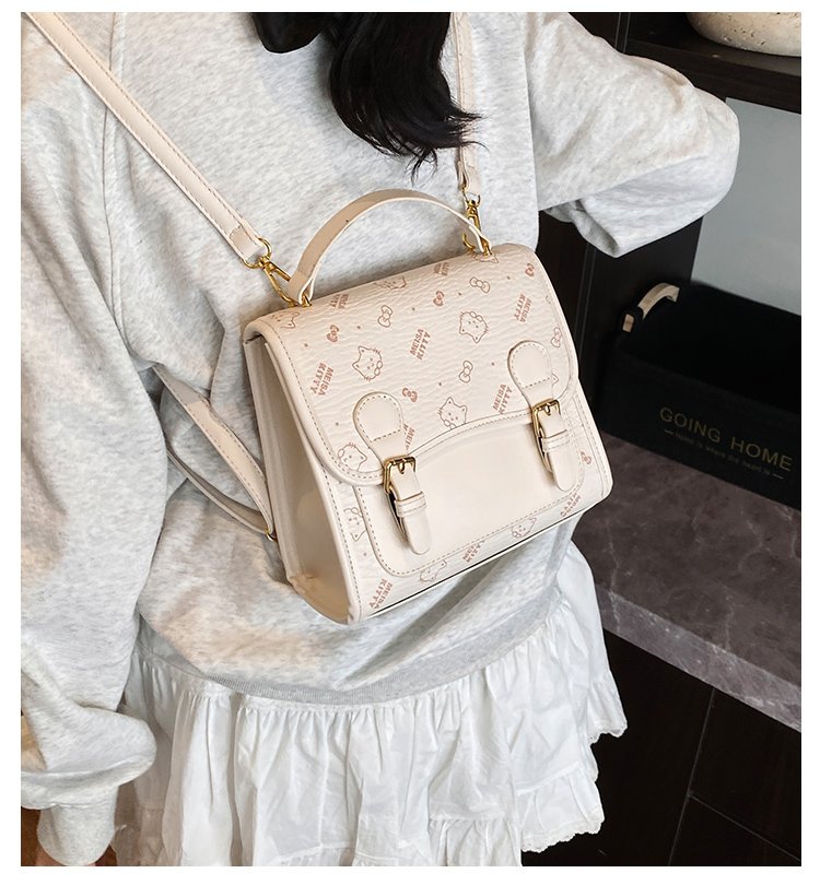 Women's PU Leather Monogram Top Handle Backpack detail 4