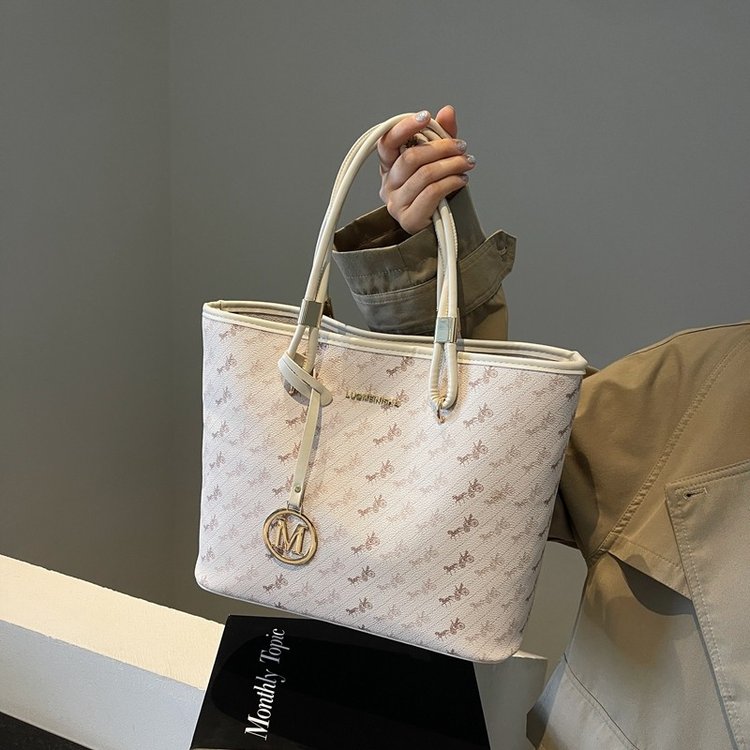 Women's PU Leather Monogram Tote Bag view 2