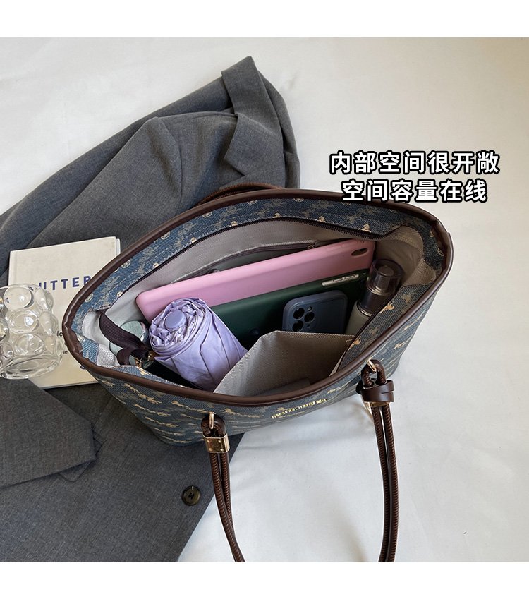 Women's PU Leather Monogram Tote Bag detail 7