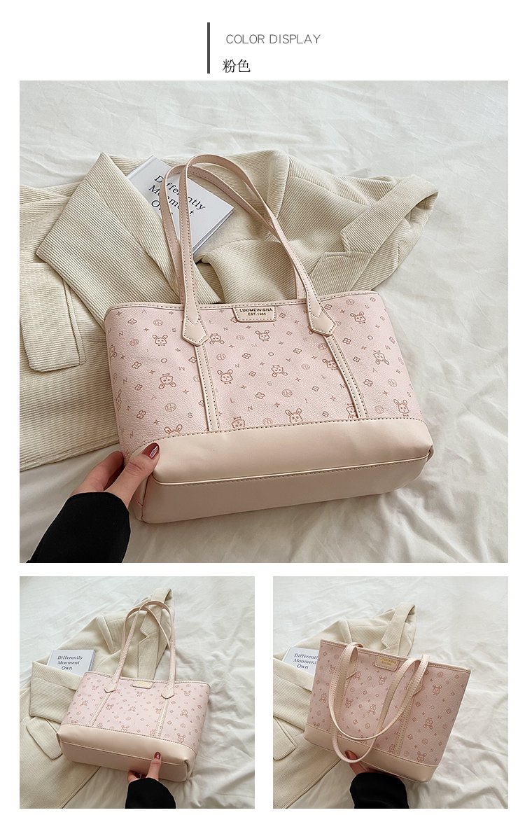 Women's PU Leather Monogram Tote Bag detail 10
