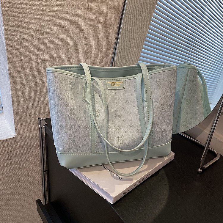 Women's PU Leather Monogram Tote Bag view 4