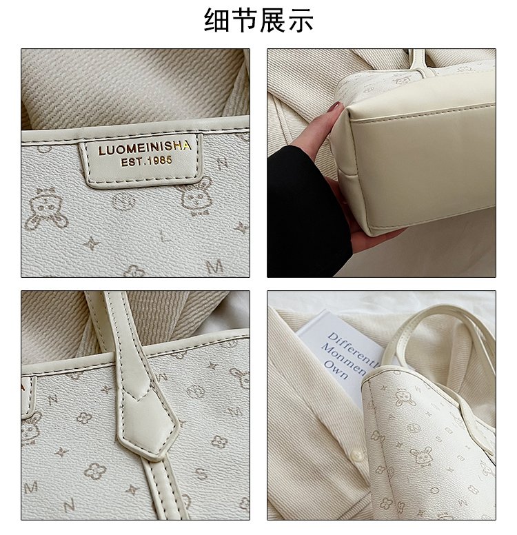 Women's PU Leather Monogram Tote Bag detail 3