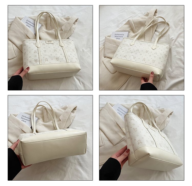 Women's PU Leather Monogram Tote Bag detail 4