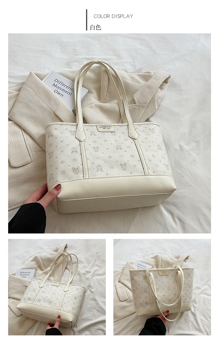 Women's PU Leather Monogram Tote Bag detail 8