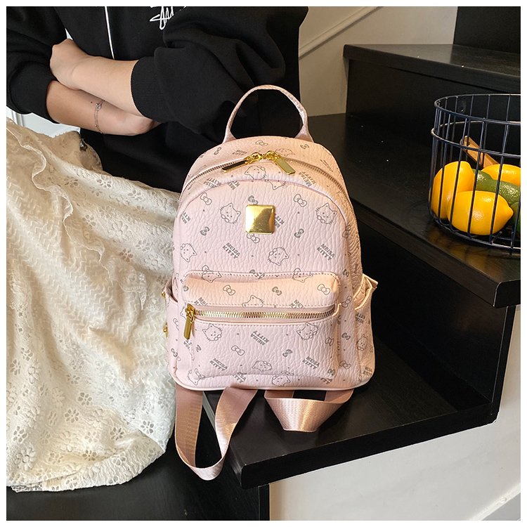 Women's PU Leather Monogram Zip Backpack detail 25