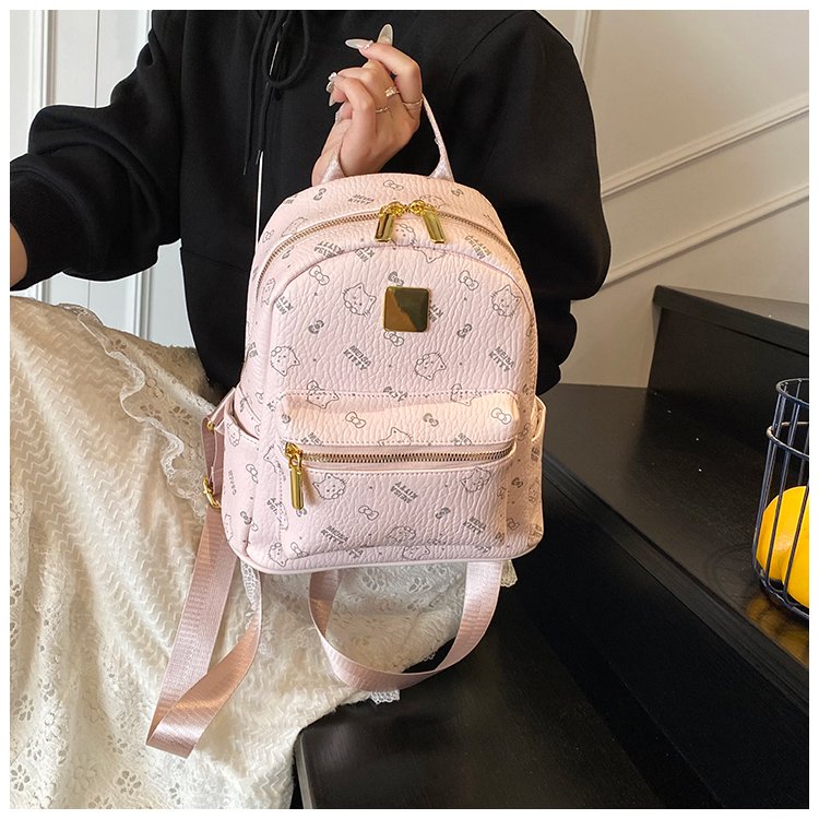 Women's PU Leather Monogram Zip Backpack detail 31