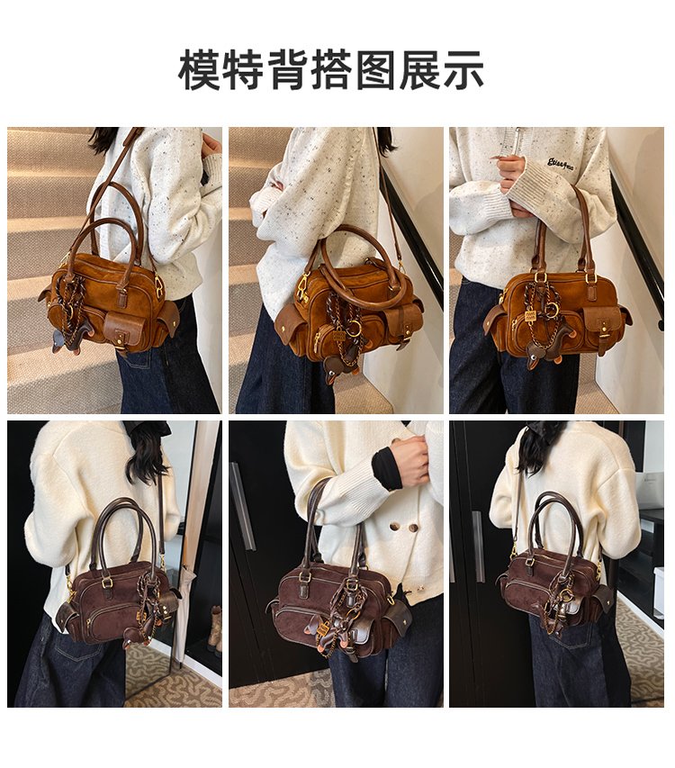 Women's PU Leather Multi Pocket Shoulder Bag detail 3
