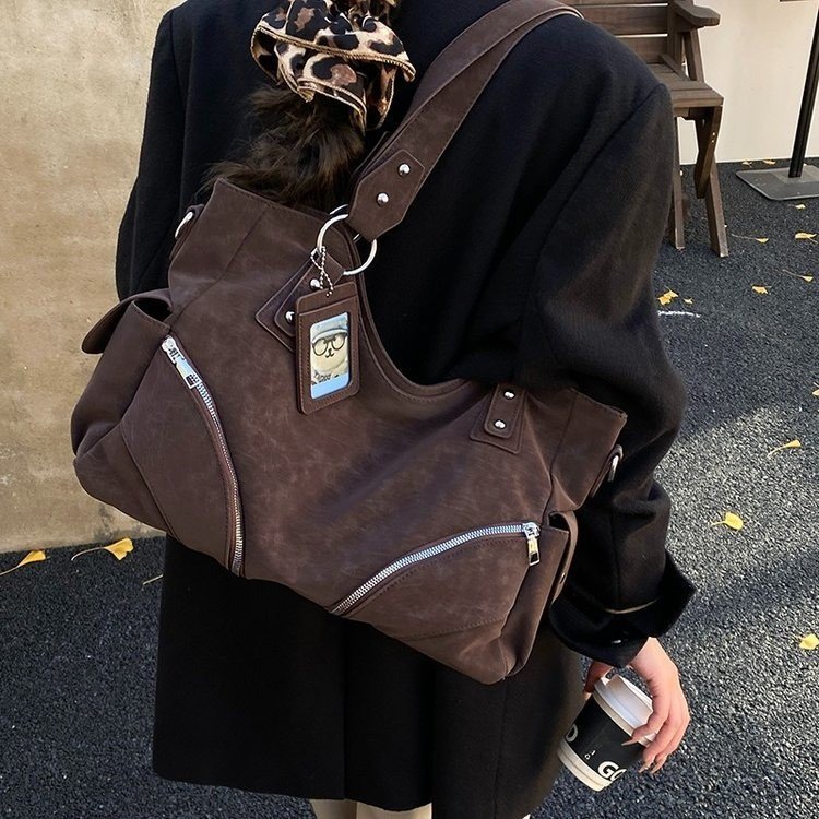 Women's PU Leather Multi Zip Shoulder Bag view 2